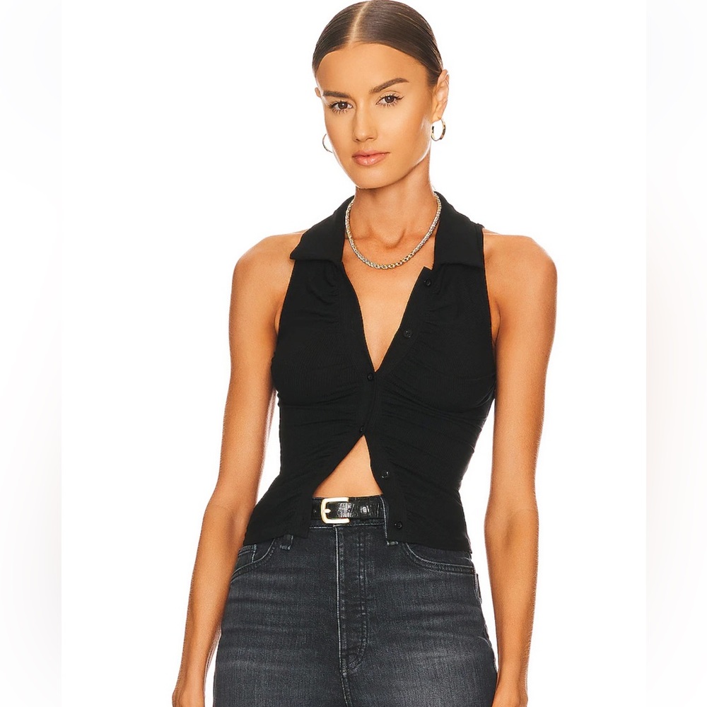 Superdown Rina Ruched Top in Black